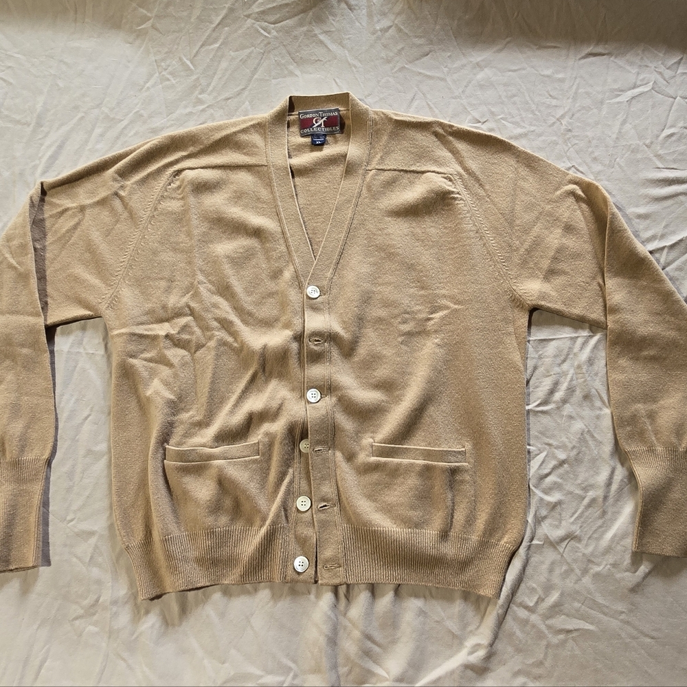 Classic Tan Cardigan Sweater for Men